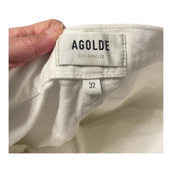 Agolde Riley High Rise Straight Leg Cropped Jeans Stretch Denim White Size 32 - Picture 12 of 16